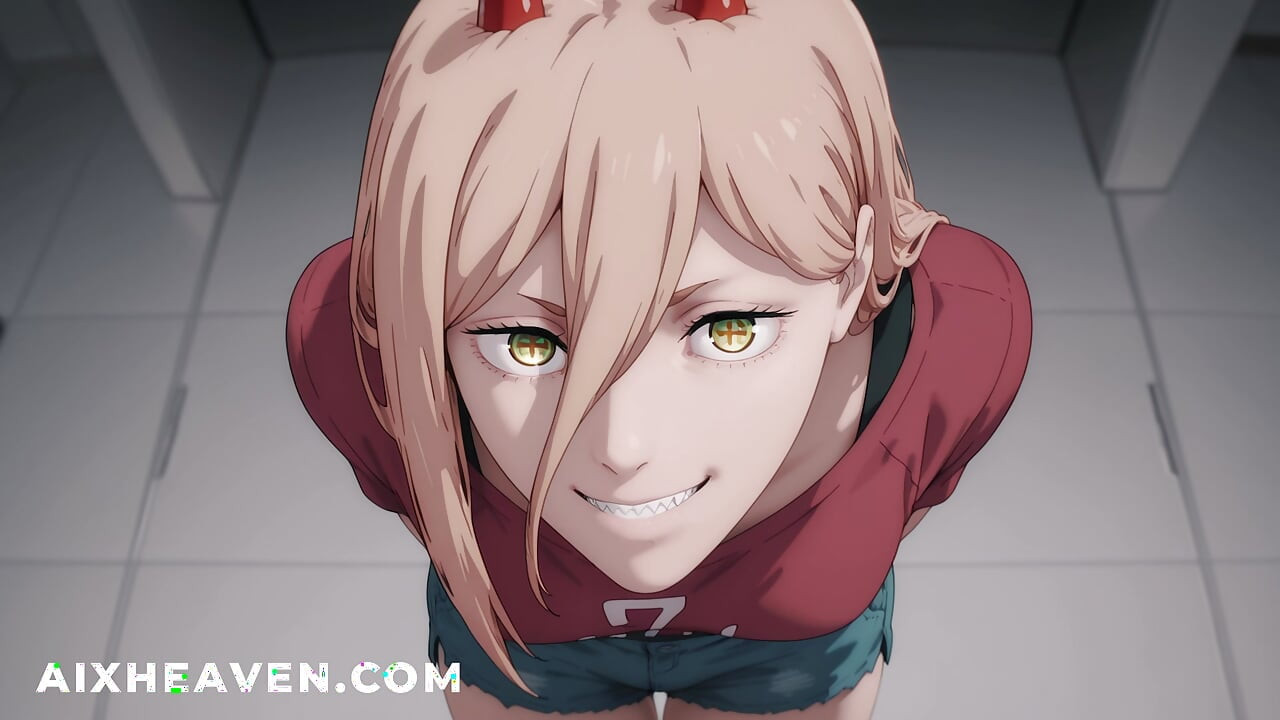 Power heeft seks op Makima's kantoor! Chainsaw Hentai ongecensureerd POV