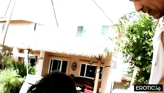 Blonde and Brunette Share Thick Cock in Outdoor Threesome