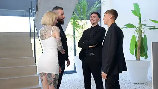 The Boss's Wife Starts Giving Him Blowjobs on the Sly to the Whole Office Until Everyone Ends up Fucking Her