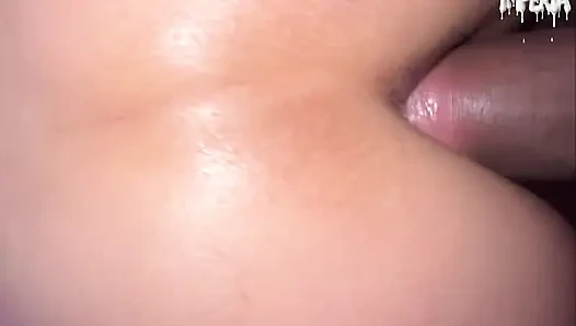 Stepsis take big dick in little hole, standing creampie jizz