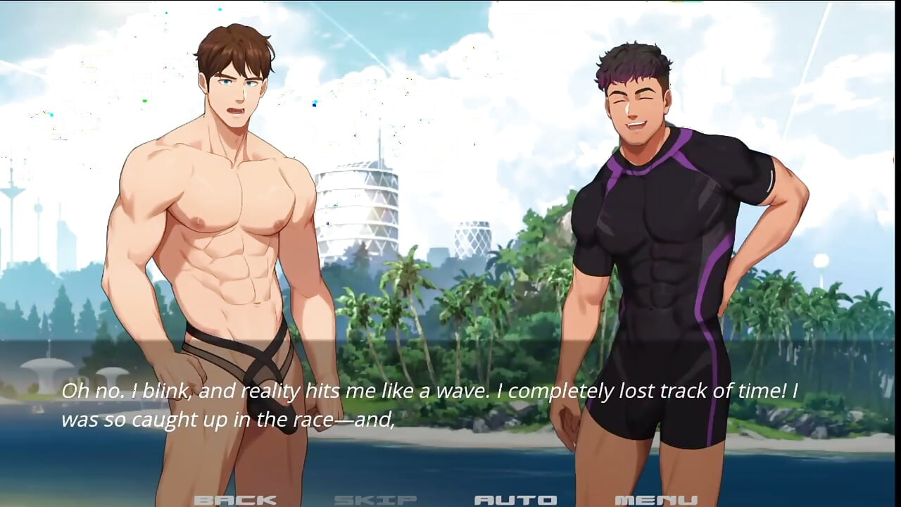 Sun and beach, Enjoying the city with her muscular boyfriend.