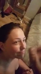 Cumming on my girlfriend's face and in her mouth 3