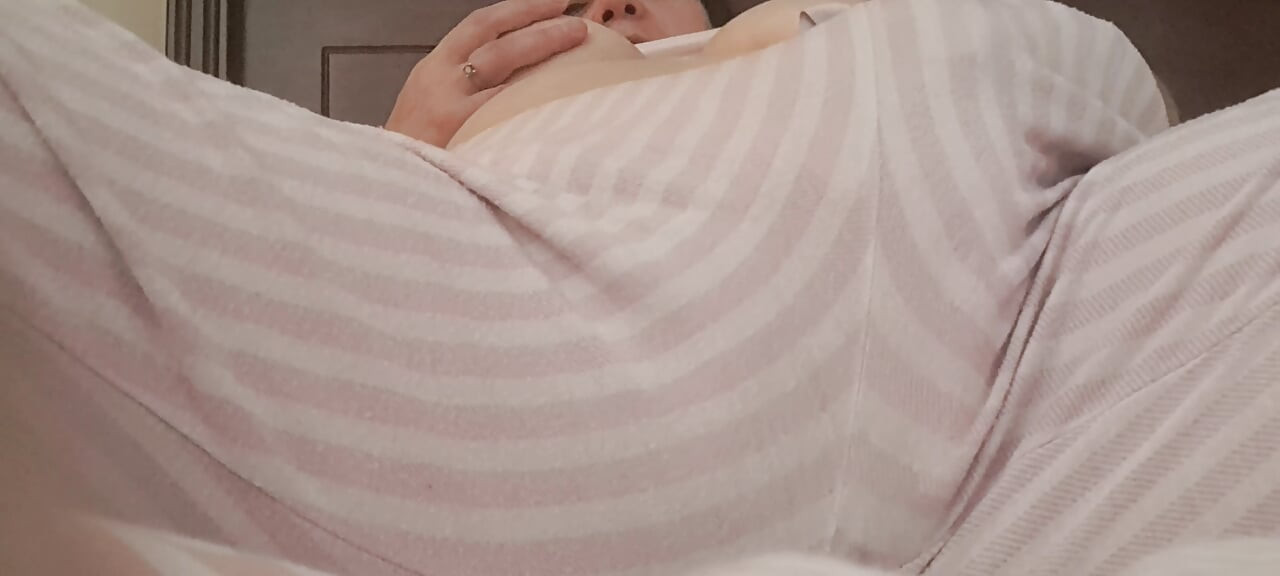 putting his fingers in her wet pussy, leaving his pants wet with a jet of orgasm