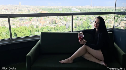 Alice Drake 4K After Party Steamy Balcony Sex in Paris Creampie