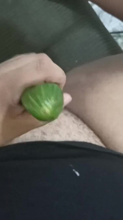 My fat slut gives me oral sex while she shoves a cucumber up her hairy fat pussy | Clip 1