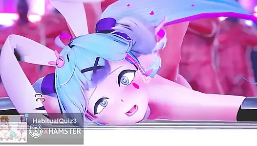 MMD R18 Rabbit Miku Baam Секс-танец, микробикини хочет трахаться анал, глотание спермы Ahegao Ntr, 3D хентай