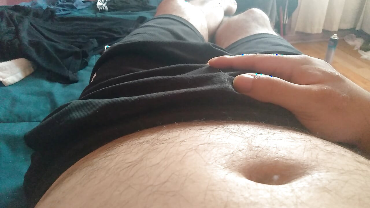 Male enjoys an impressive handjob from a hard cock