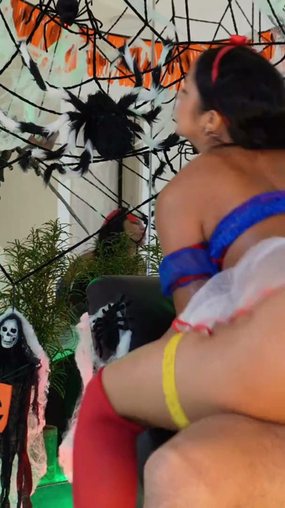 hallowen party gets out of control the queen of anal squirt is fucked y a masked man | Clip 3