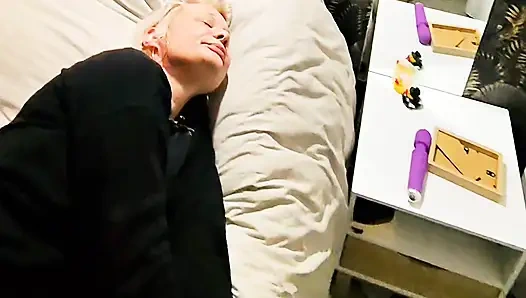 My mother-in-law wakes up with a dick in her mouth and gets her pussy and ass fucked.