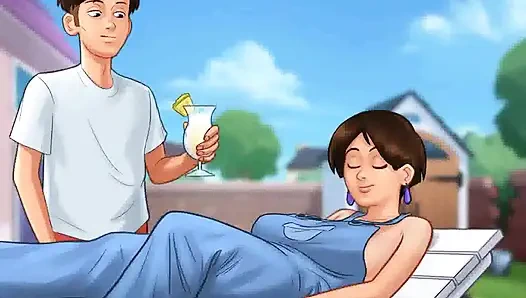 Kisah musim panas: tante girang dewasa menggoda cowok berumur di halaman belakang ep 108