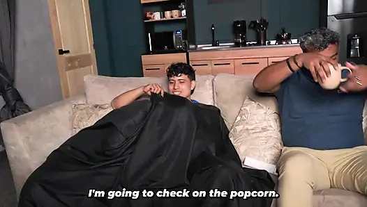 Stepmother takes advantage of her husband not noticing and ends up fucking her stepson