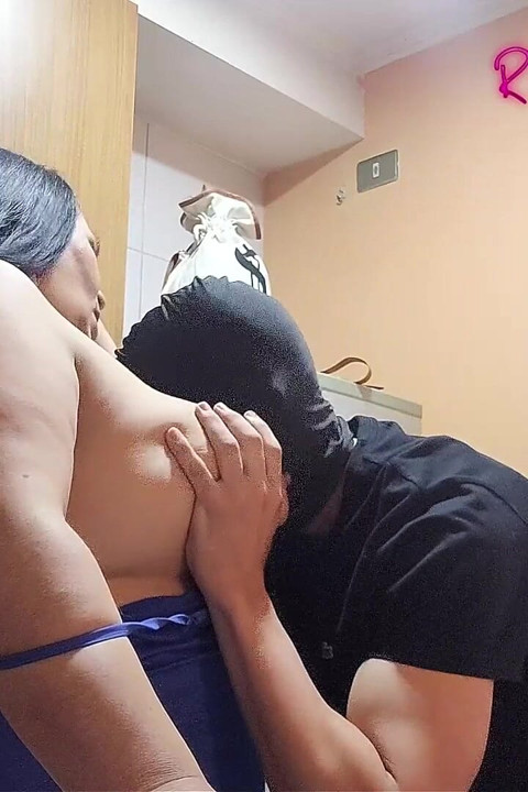Videos for Fans: a Masked Young Man Fucks Me in the Kitchen and I Enjoy It