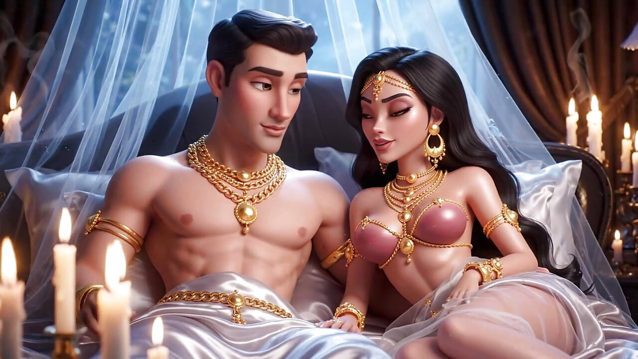 Compilation de romances intimes dans une chambre avec des amants de dessins animés de luxe - Or, ornements sensuels, passion animée