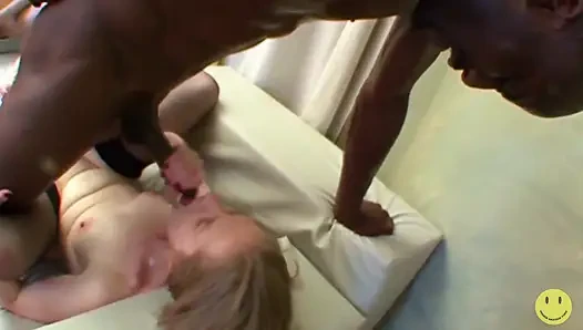 Amateur Christine Fucked by Two Studs in Interracial Threesome