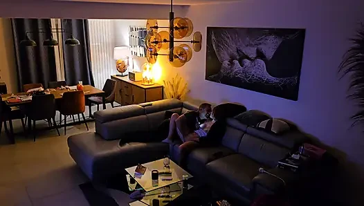 Caught in the living room when he came home from work