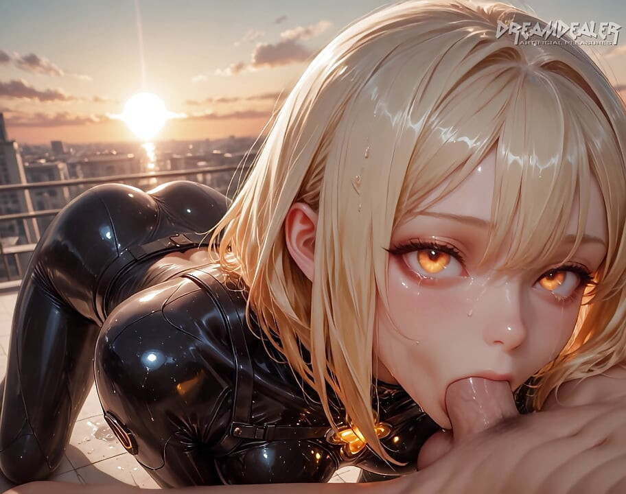 Vega Stone tient son sol au-dessus de la ville, les muscles sont mis, le ciel orange allumer son regard féroce - Ai Generated