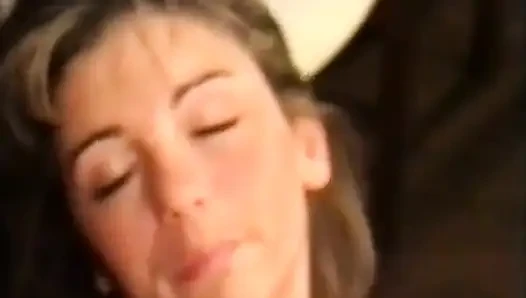 A hot blonde blonde girl fucked by a black guy and the waiter at a club!