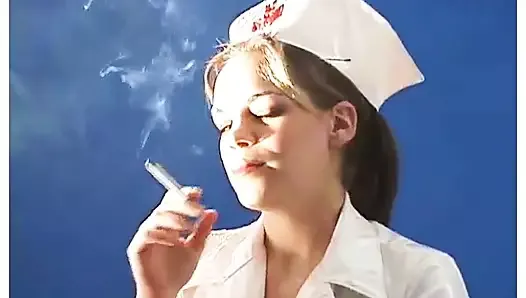 Spanish nurse takes a smoke break