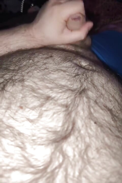 Fat Bear Jacking off & Cumming on Hairy Belly