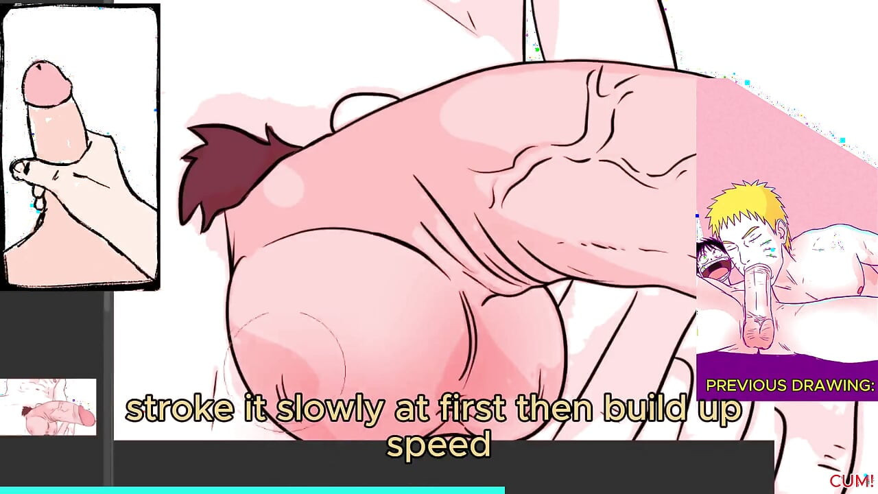 10 Minute Male Voice JOI Stroke and Cum Instructions while I Draw a Huge Cock #4 - Yaoi drawing process
