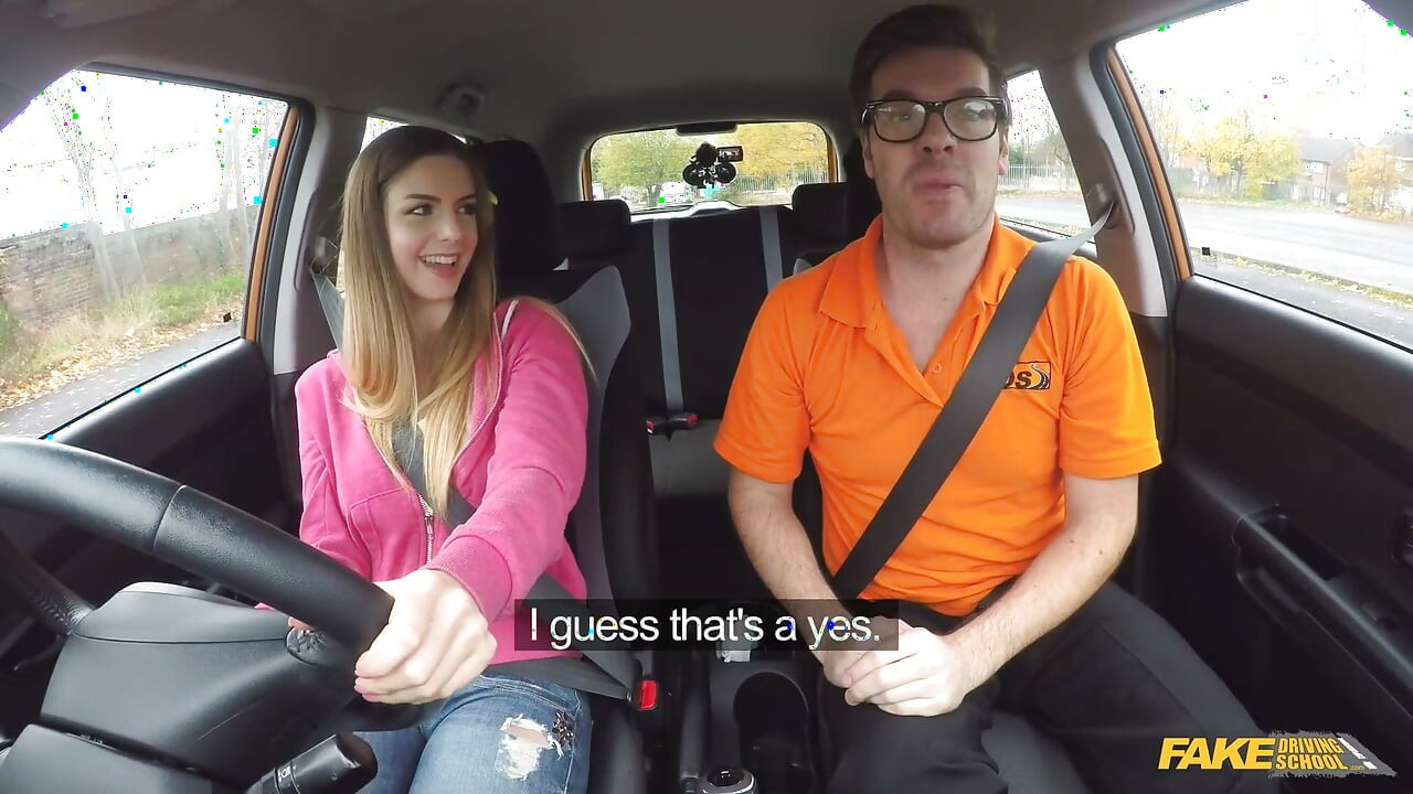 Fake Driving College - Italian Student Stella Cox Seduces Instructor for a Fast Hardcore Driving Pass