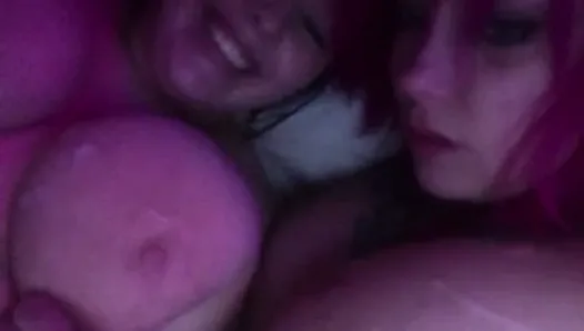 cherrysoda and scarlett love's huge tits covered in cum
