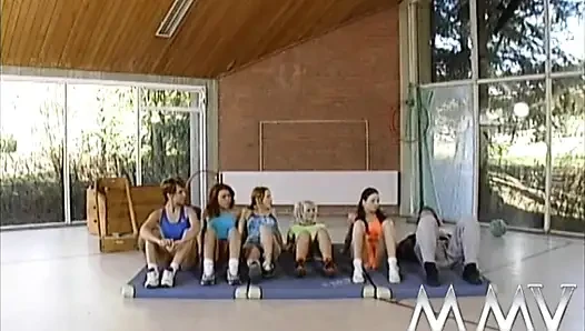 Sport lesson ends with hard flexible fuck and facial for horny student