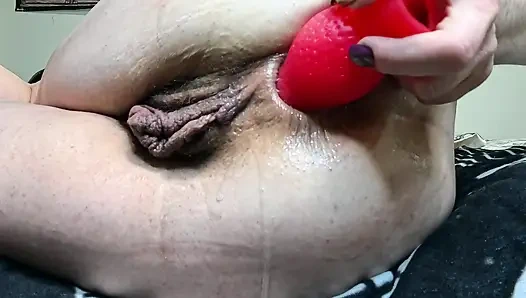 Huge Strawberry Dildo in Thick Ass: Deep Anal Riding & Wet Fun