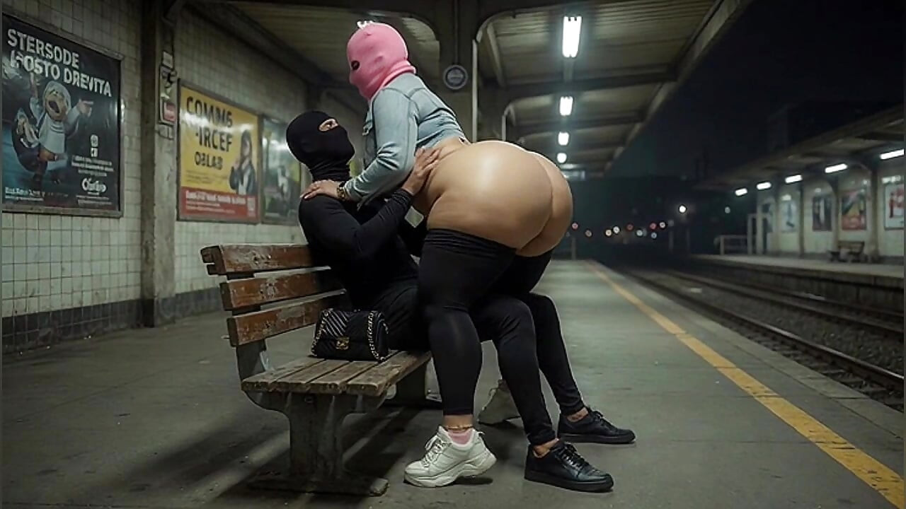 "Masked Stranger Grabs Thick BBW Ass at Empty Train Station"