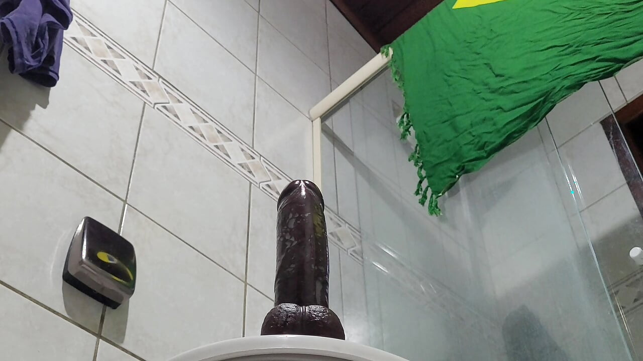 Trying the first dildo I got from a client - deep gagging & drooling mess
