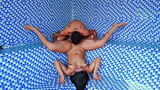 Colombian MILF PAWG fucks stranger in sauna, cumshot her face! Kylei Ellish and Dani Clark