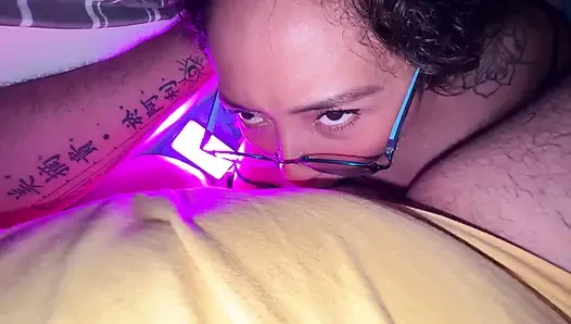He sucks my small cock and I leave his mouth and face full of milk