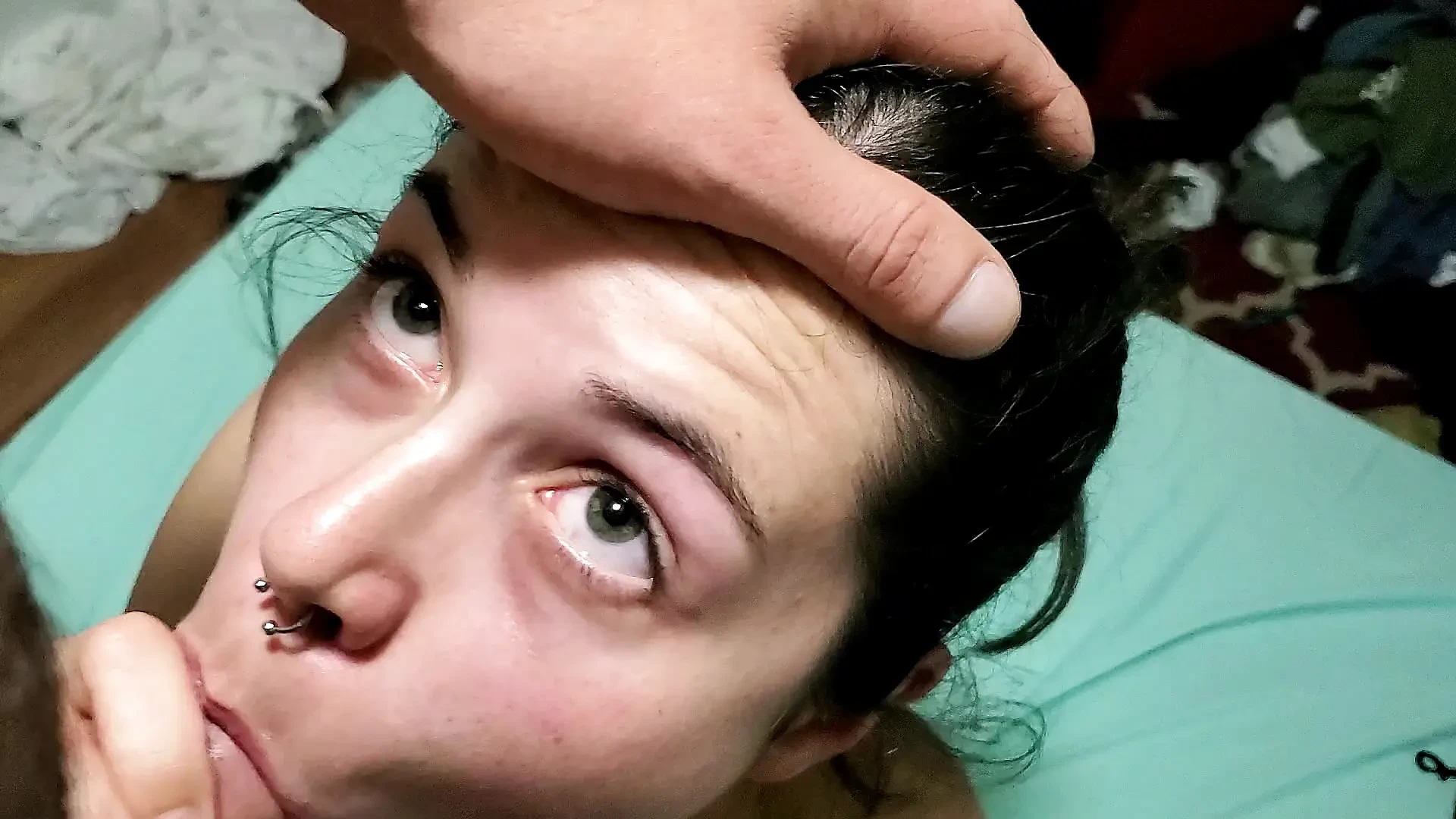 Sloppy Blowjob And messy Facial For Cute Petite Teen