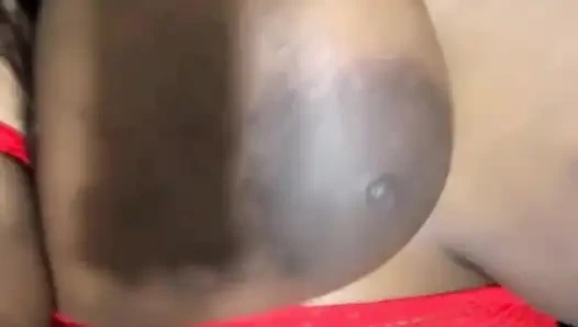 Vibrator with Big Black Tits on Floor