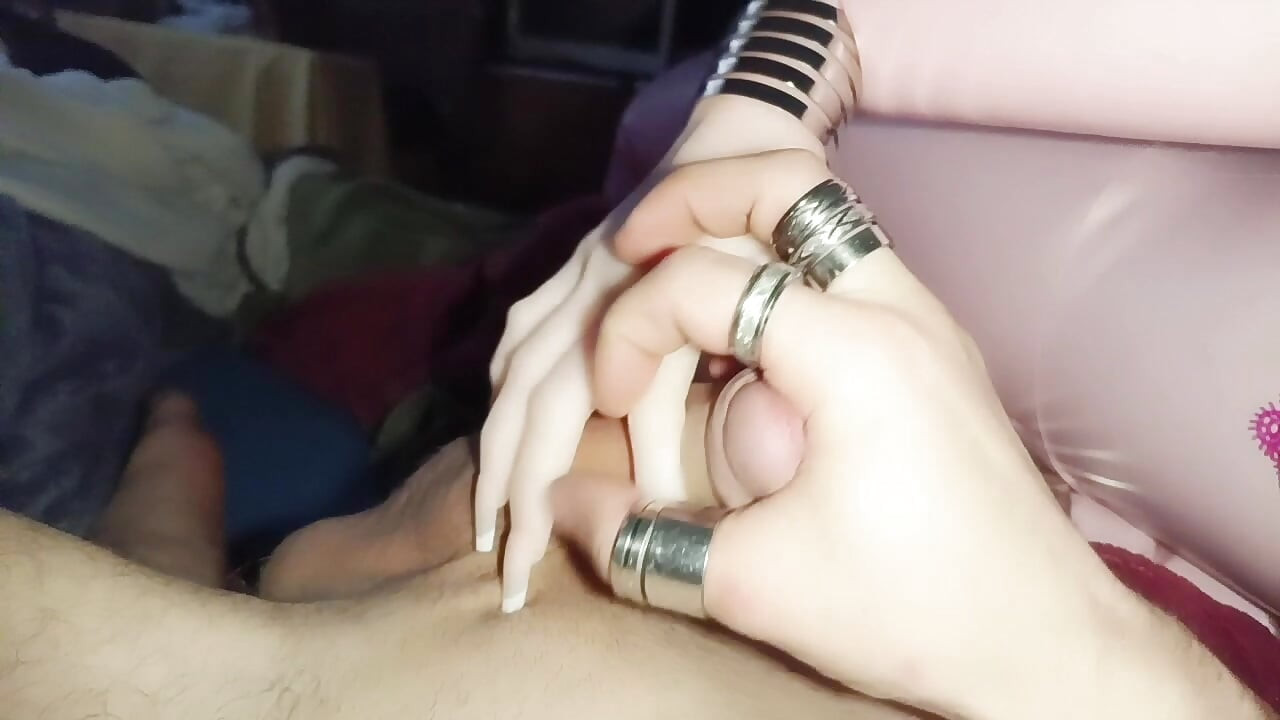 Handjob From a Doll with a French Manicure