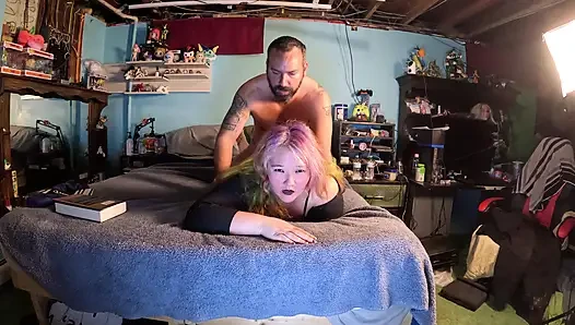 stepbrother interupts my smut reading with rough fucking and creampie