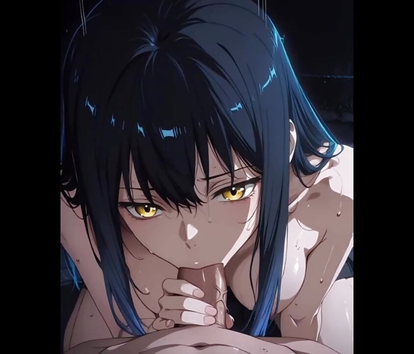 Ninfómana príncipe de AI chupando una polla con corrida en la cara