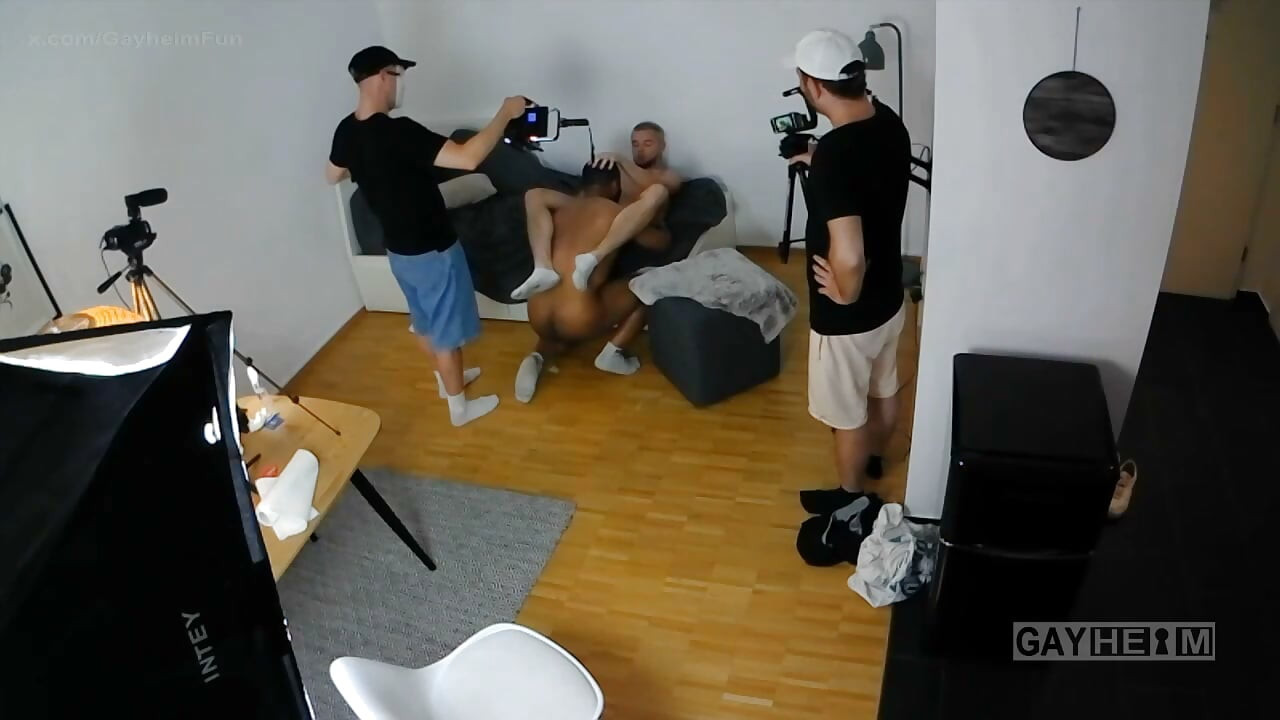 Latino fucks Black at casting (behind the scenes)
