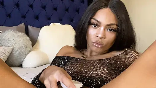 Seductive Ebony Femdom Tease: Lingerie Dildo Play for Findom Lovers