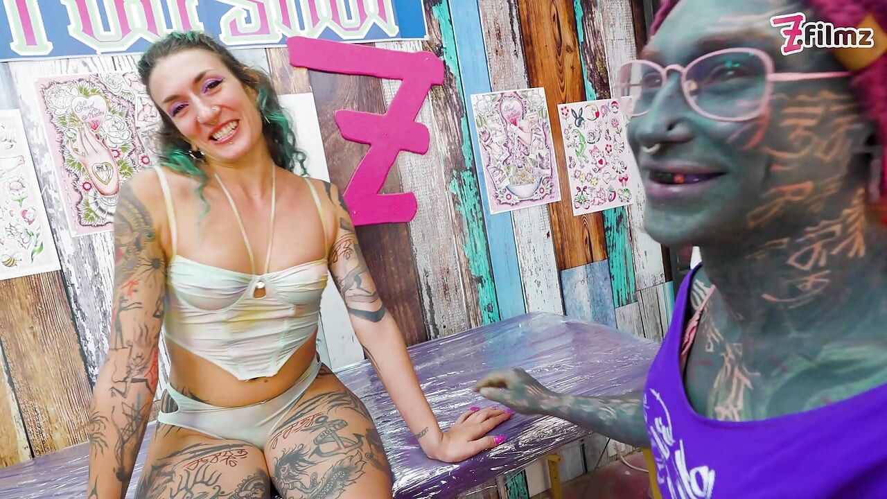 WILD ANAL fuck during TATTOO session for ITALINA pornstar