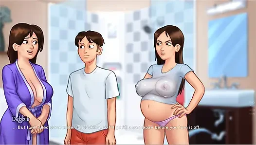 Summertime saga - gameplay - roleplay - wet shirt pregnant teen and teen's photoshoot