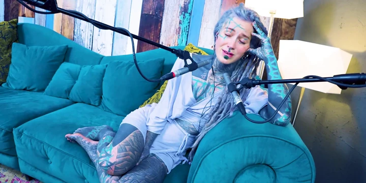 I talk about S - Shame - ASMR podcast SFW talking goth skinny girl dreadlocks tattoo model inked girl