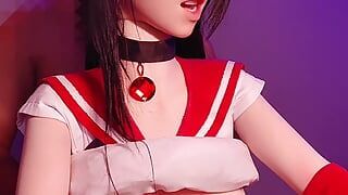 Tifa in Sailor Mars cosplay Pecorina ruvida riempita di creampie e sottocam 🥰