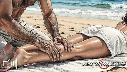 A stranger puts cream on you and fucks you on the beach. Story with a male voice. ASMR.