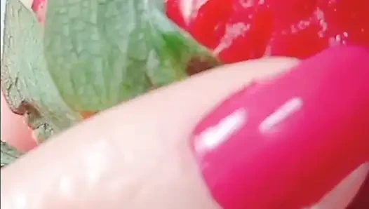 Sabrinahole, strawberry,, banana, sour cream and a new giant toy, inside her juicy peach