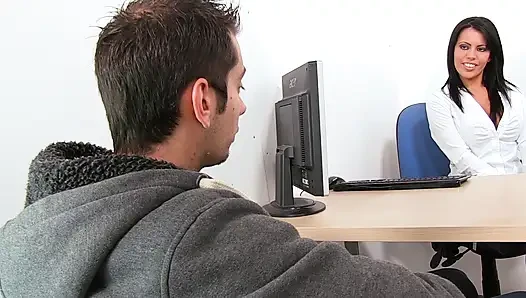 Tattooed MILF in stockings fucked in the office