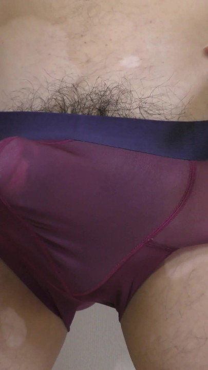 Red-purple see-through boxing shorts | Clip 1