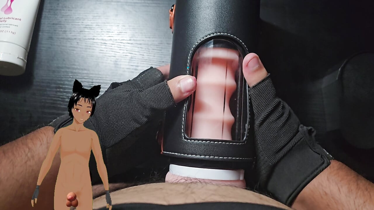 Usando un masturbador masculino automático que es otra persona va a usar.