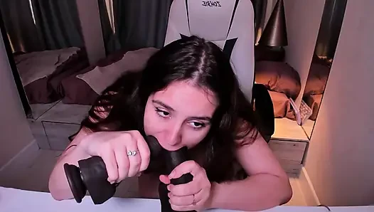 Hot Slut With Big Tits Swallows Two Huge Cocks Balls Deep