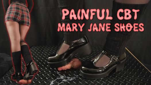 Pijnlijke CBT in Mary Jane Shoes - bootjob, shoejob, ballbusting, CBT, vertrappelen, vertrappen, vertrappen, verpletteren, verpletterend